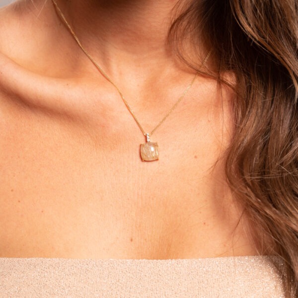 Collier quartz rutilé et brillants or jaune – Image 4