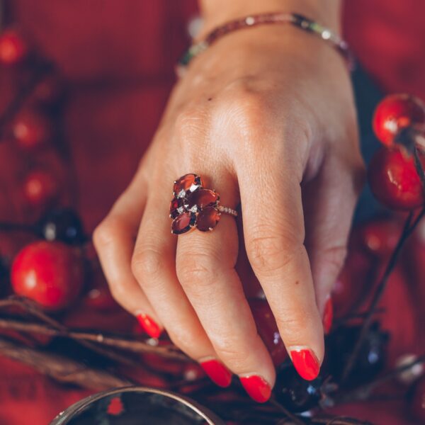 Bague "Double rose" rhodolites – Image 4