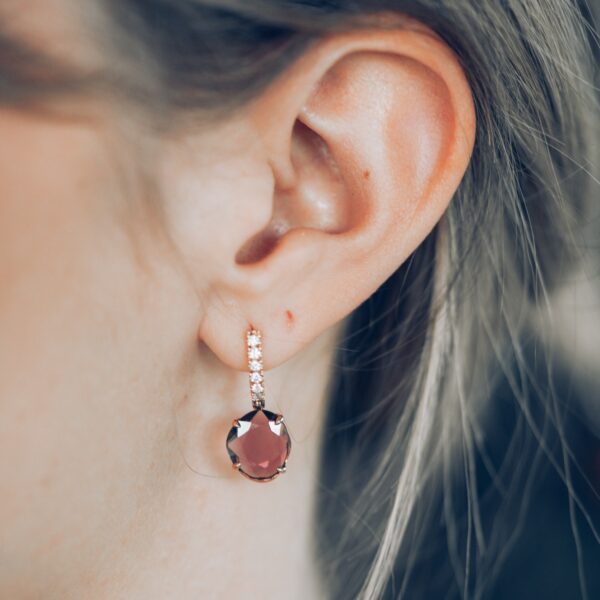 Boucles d'oreilles "Double rose" rhodolites
