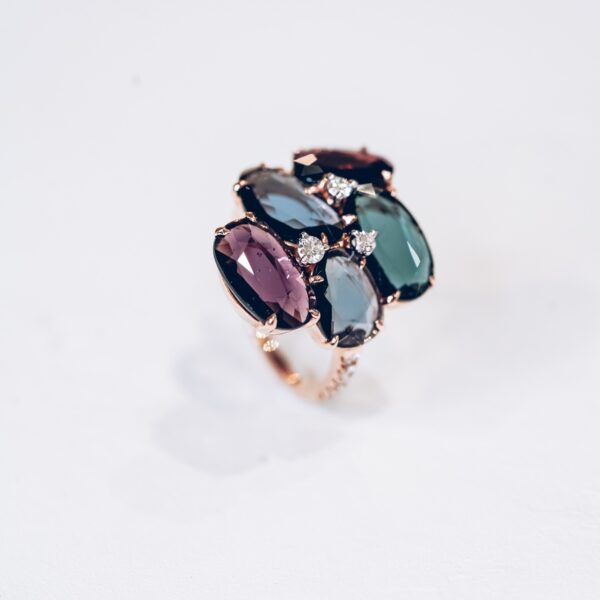 Bague "Double rose" spinelles