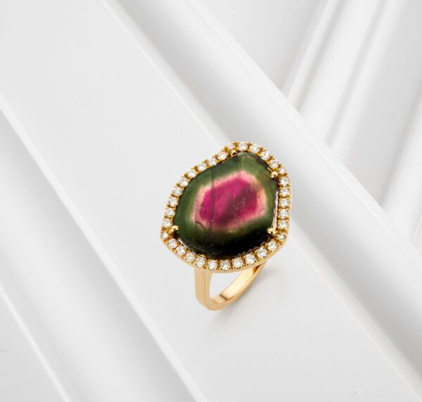 Bague "Les colorées Joaillerie" tourmaline pastèque