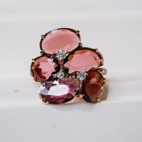 Bague "Double rose" rhodolites – Image 3