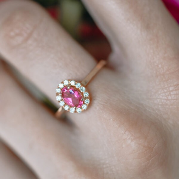 Bague "Les entourées" tourmaline rose – Image 2