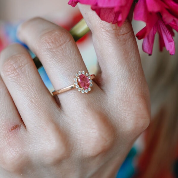 Bague "Les entourées" tourmaline rose – Image 4
