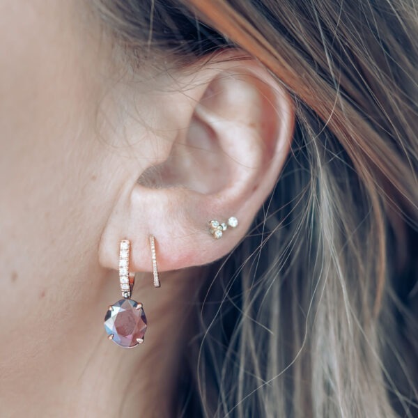 Boucles d'oreilles "Double rose" rhodolites – Image 2
