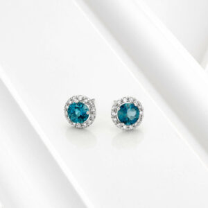 Boucles d'oreilles "Les entourées" topaze blue London
