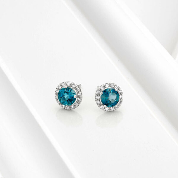 Boucles d'oreilles "Les entourées" topaze blue London
